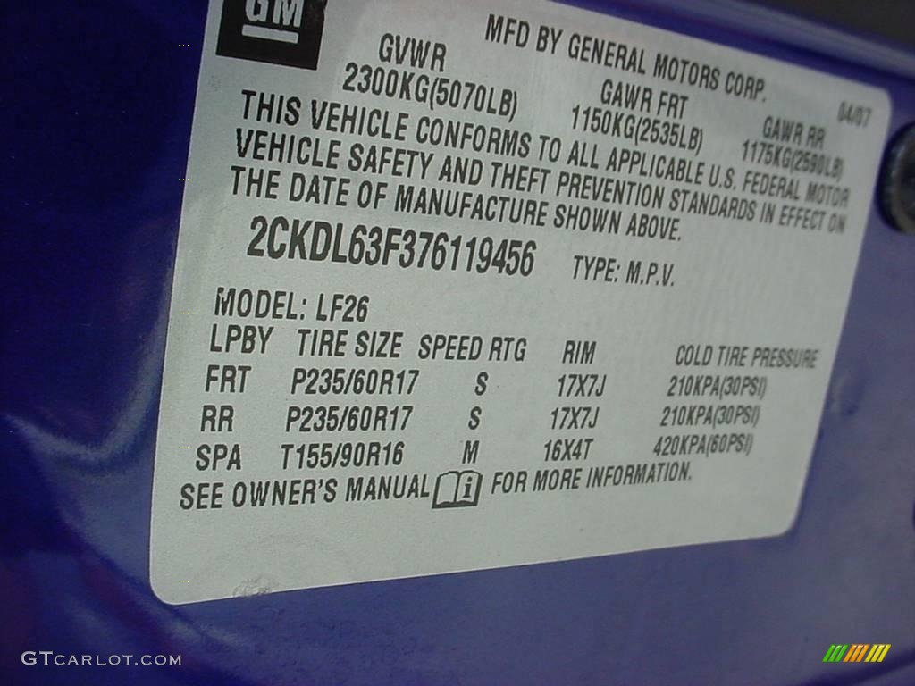 2007 Torrent  - Blue Streak Metallic / Ebony photo #17
