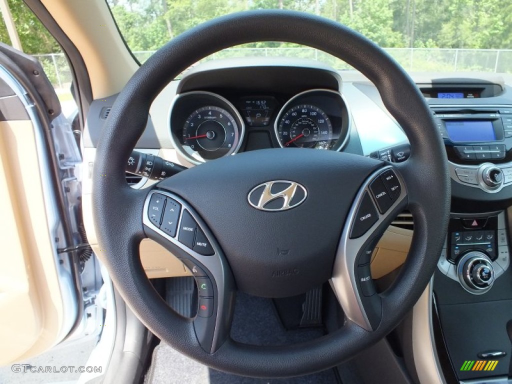 2013 Elantra GLS - Blue Sky Metallic / Beige photo #13