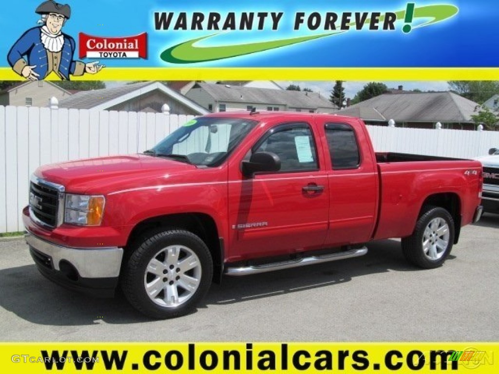 2008 Sierra 1500 SLE Extended Cab 4x4 - Fire Red / Ebony photo #1