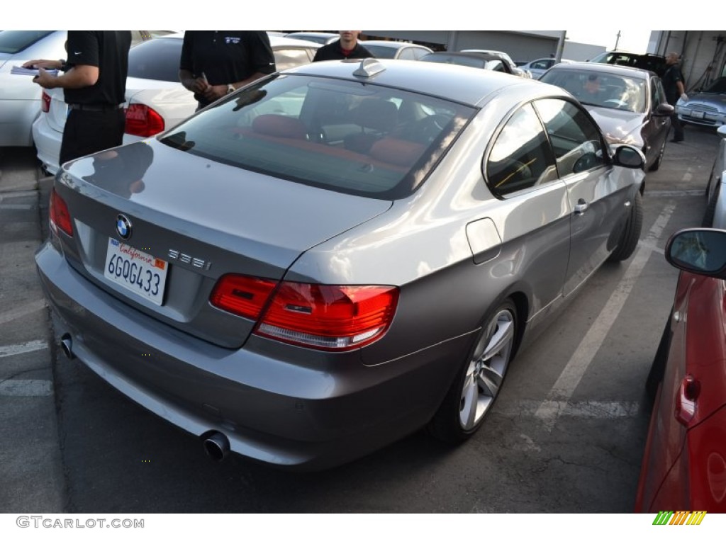 2009 3 Series 335i Coupe - Space Grey Metallic / Coral Red/Black Dakota Leather photo #3