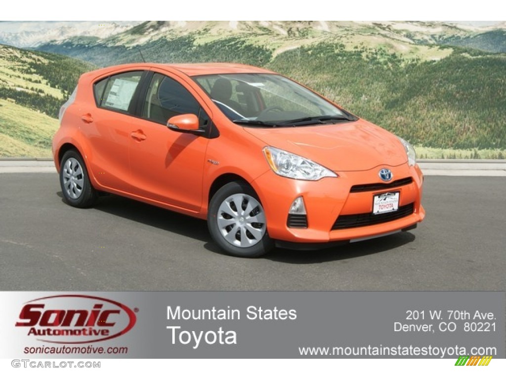 2012 Prius c Hybrid Two - Habanero / Light Blue Gray/Black photo #1