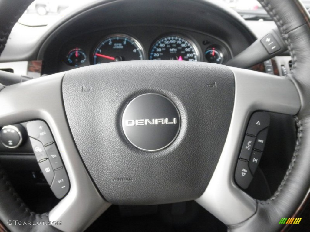 2012 GMC Sierra 2500HD Denali Crew Cab 4x4 Ebony Steering Wheel Photo #66169754