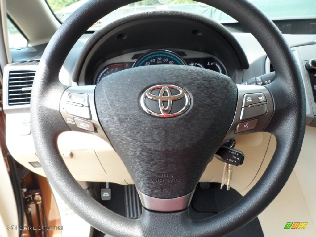 2012 Toyota Venza LE Ivory Steering Wheel Photo #66174596