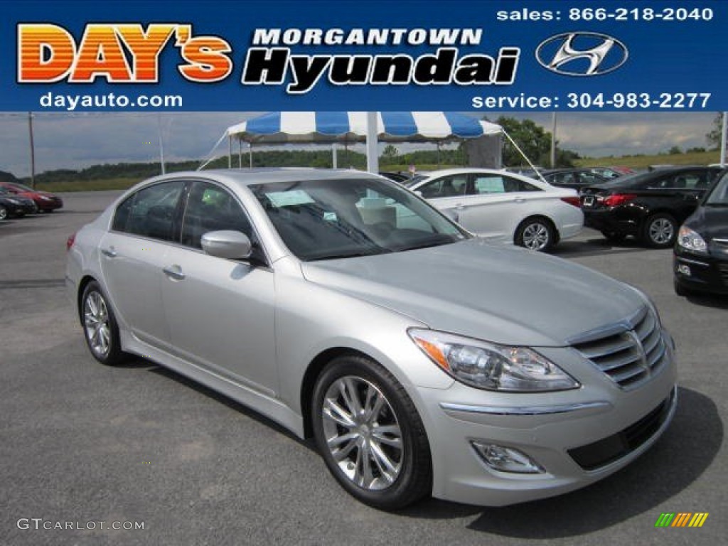 2012 Genesis 3.8 Sedan - Platinum Silver Metallic / Jet Black photo #1