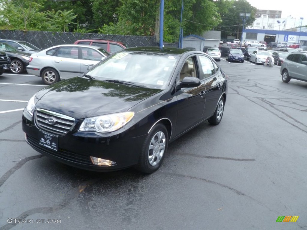 2009 Elantra GLS Sedan - Black Pearl / Beige photo #1