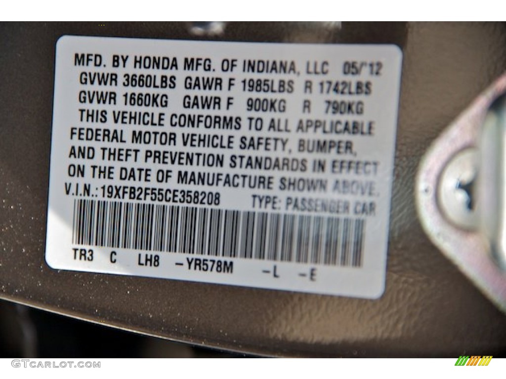 2012 Honda Civic LX Sedan YR578M Photo #66184898