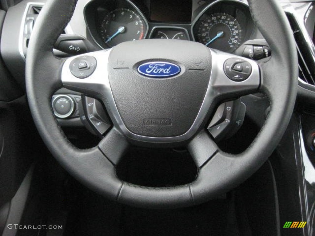 2013 Ford Escape Titanium 2.0L EcoBoost 4WD Charcoal Black Steering Wheel Photo #66190055