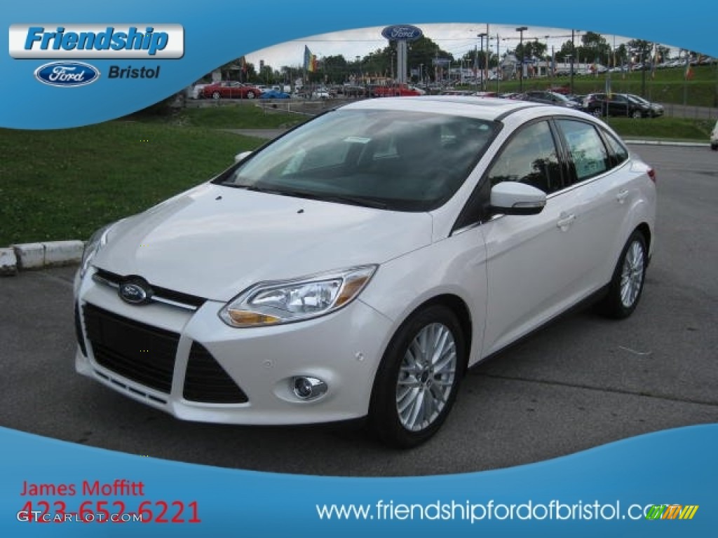 2012 Focus SEL Sedan - White Platinum Tricoat Metallic / Charcoal Black Leather photo #21