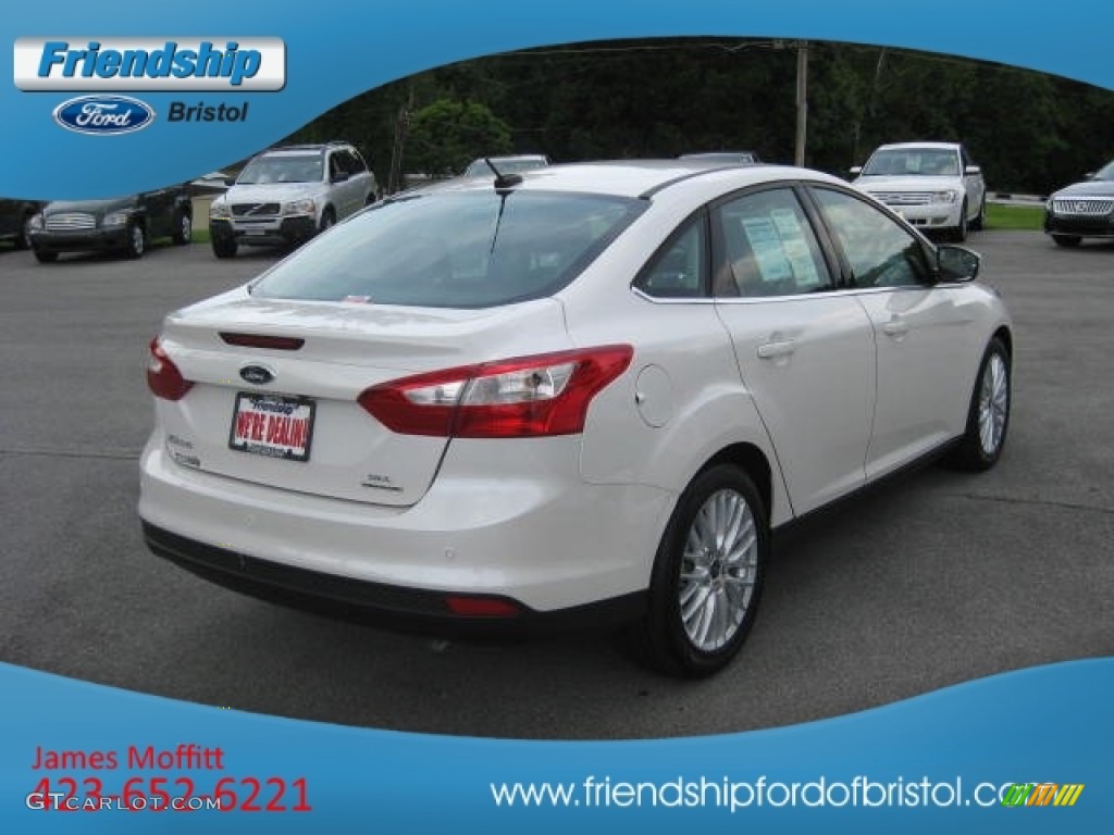 2012 Focus SEL Sedan - White Platinum Tricoat Metallic / Charcoal Black Leather photo #25