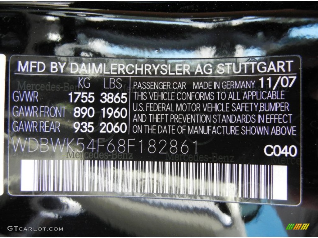 2008 SLK Color Code 040 for Black Photo #66191515