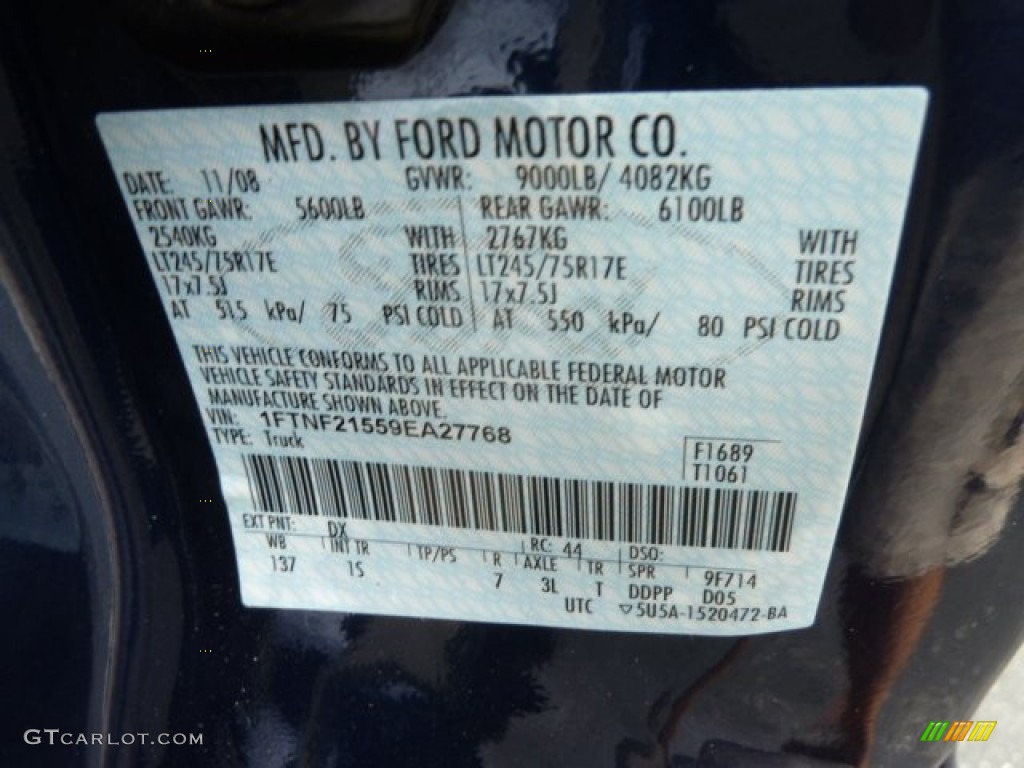 2009 Ford F250 Super Duty XL Regular Cab 4x4 Color Code Photos