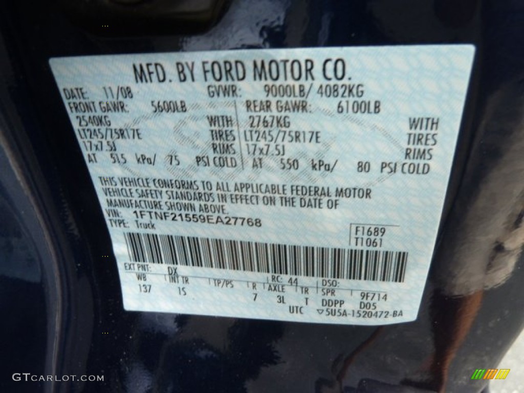 2009 F250 Super Duty Color Code DX for Dark Blue Pearl Metallic Photo #66192602