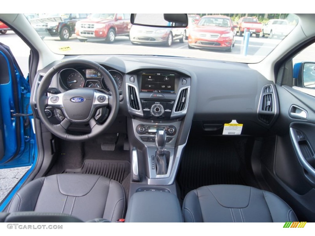 2012 Ford Focus Titanium Sedan Charcoal Black Leather Dashboard Photo #66199279