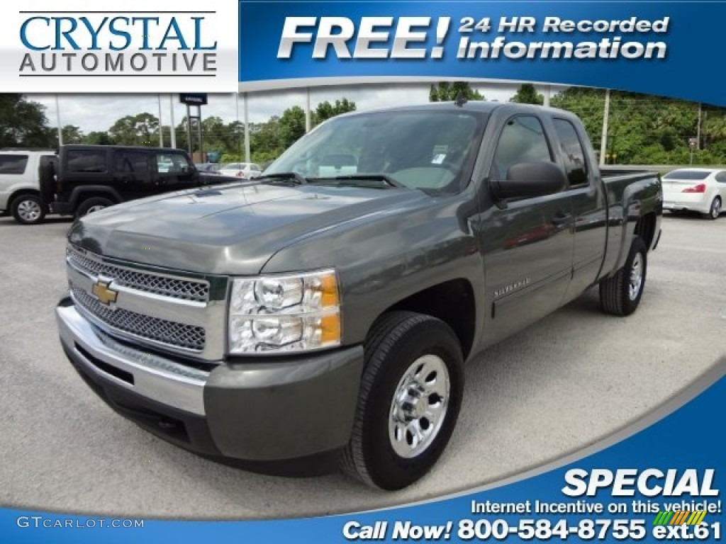 2011 Silverado 1500 LS Extended Cab 4x4 - Steel Green Metallic / Dark Titanium photo #1