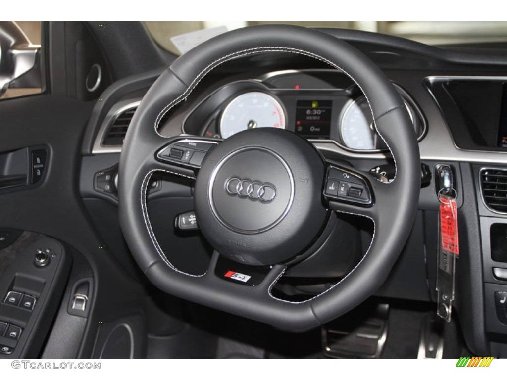2013 Audi S4 3.0T quattro Sedan Black Steering Wheel Photo #66206475