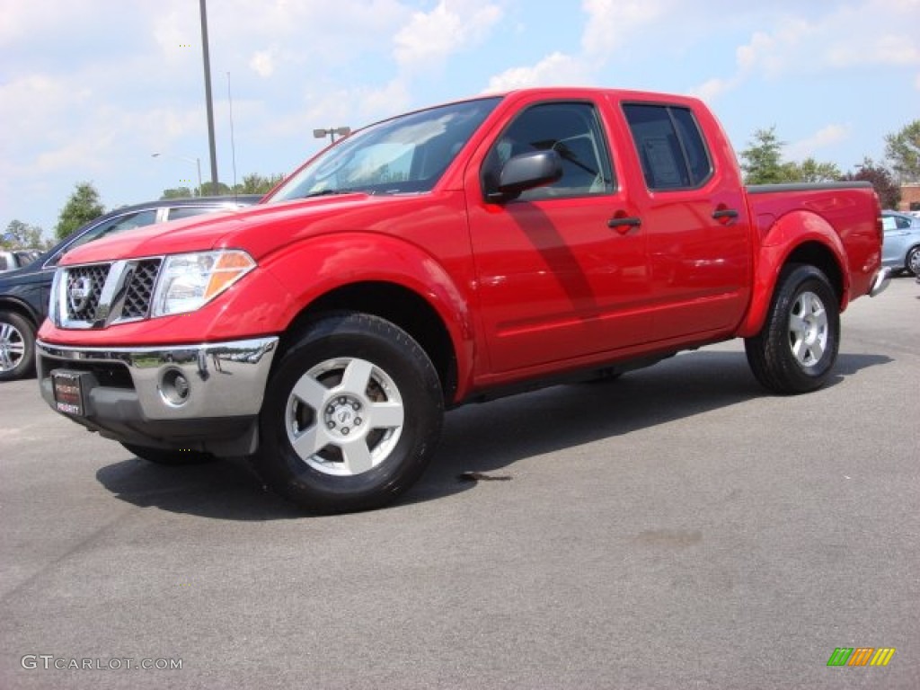 2008 Frontier SE Crew Cab - Red Alert / Steel photo #2