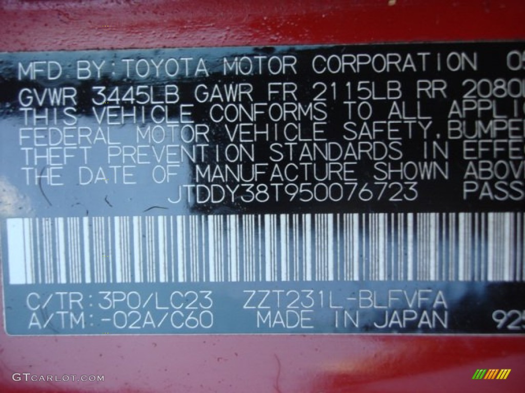 2005 Toyota Celica GT-S Color Code Photos