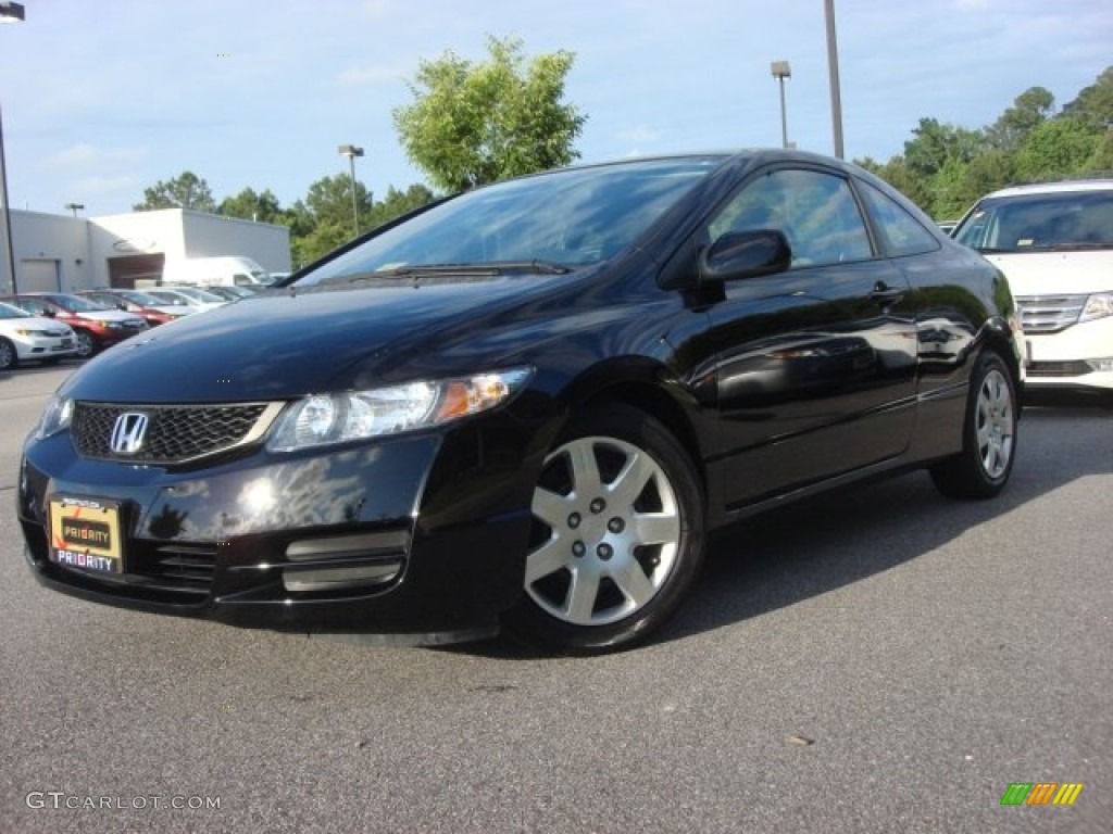 2010 Civic LX Coupe - Crystal Black Pearl / Gray photo #1
