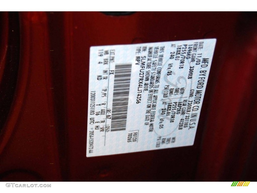 2004 Navigator Luxury - Merlot Red Metallic / Light Parchment photo #13