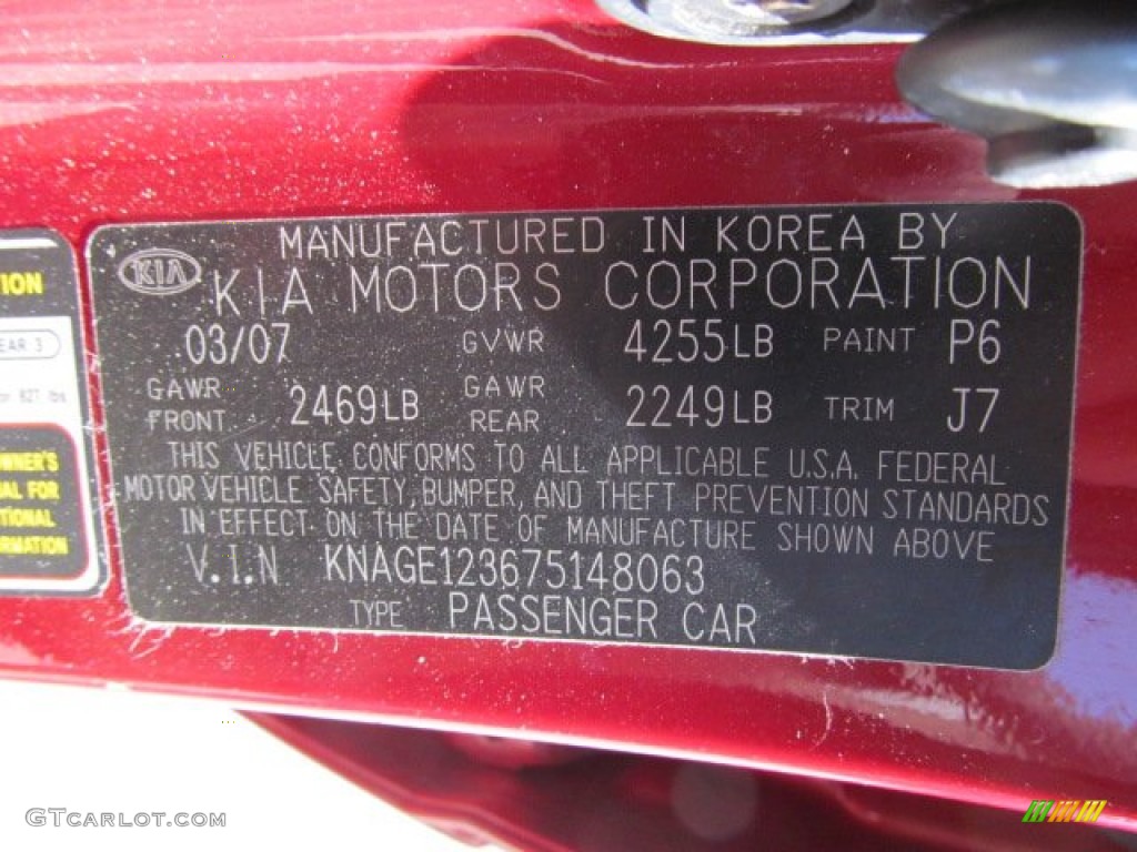 2007 Optima LX - Ruby Red / Beige photo #19