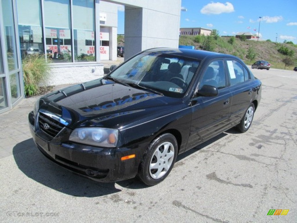 2004 Elantra GLS Sedan - Black Obsidian / Gray photo #2