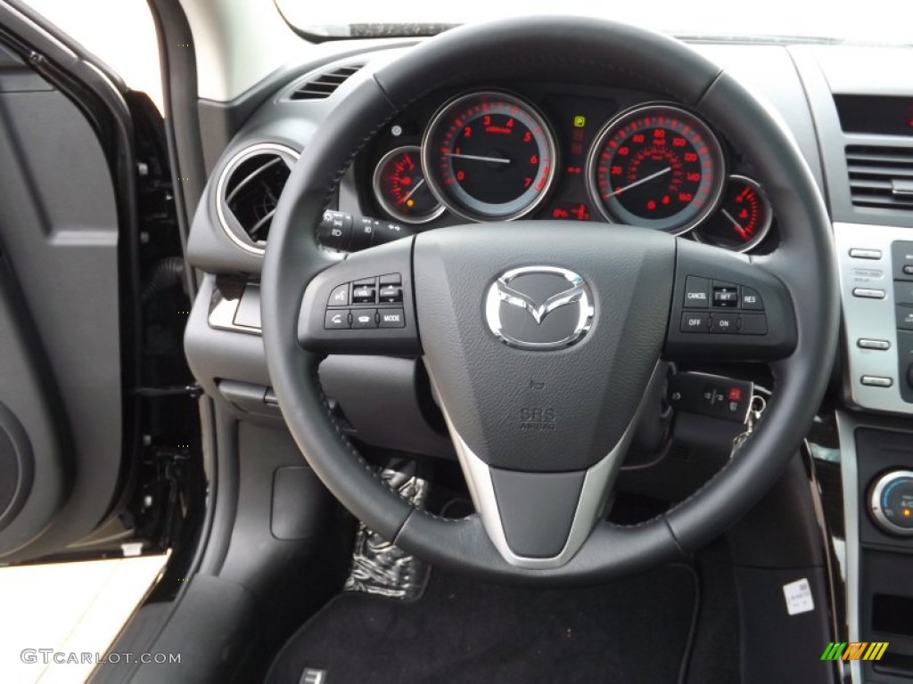 2013 Mazda MAZDA6 i Touring Sedan Black Steering Wheel Photo #66222631