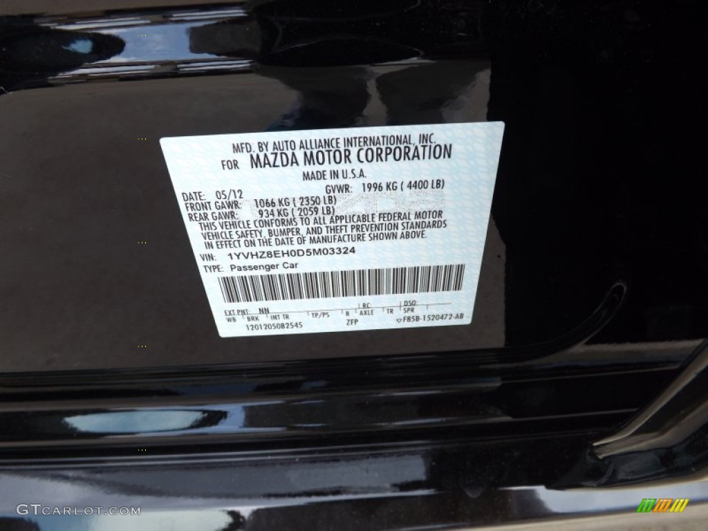 2013 MAZDA6 Color Code NN for Ebony Black Photo #66222784