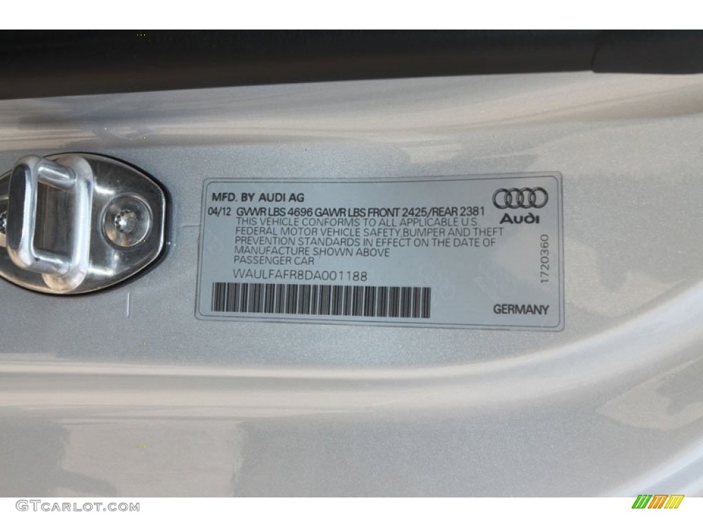 2013 Audi A5 2.0T quattro Coupe Info Tag Photo #66223057