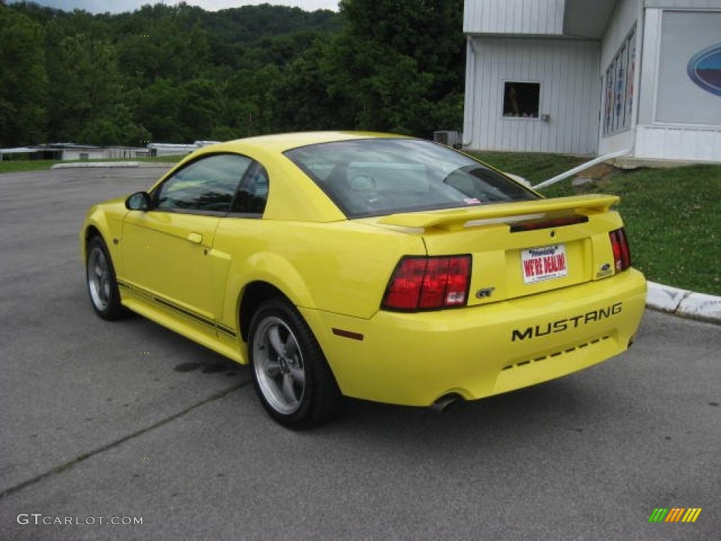 2001 Mustang GT Coupe - Zinc Yellow Metallic / Dark Charcoal photo #8