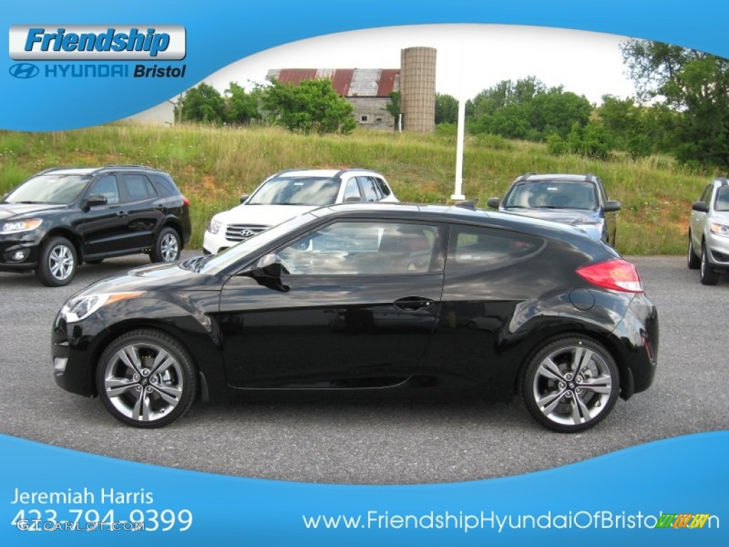 2012 Veloster  - Ultra Black / Black/Red photo #2