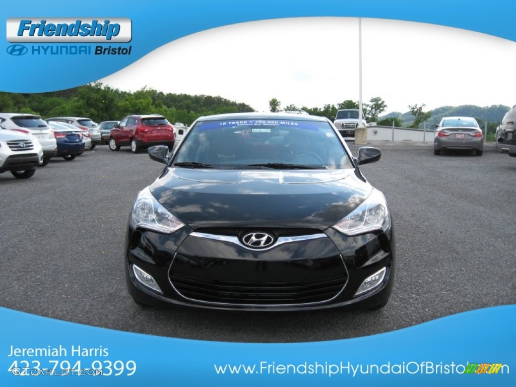 2012 Veloster  - Ultra Black / Black/Red photo #4