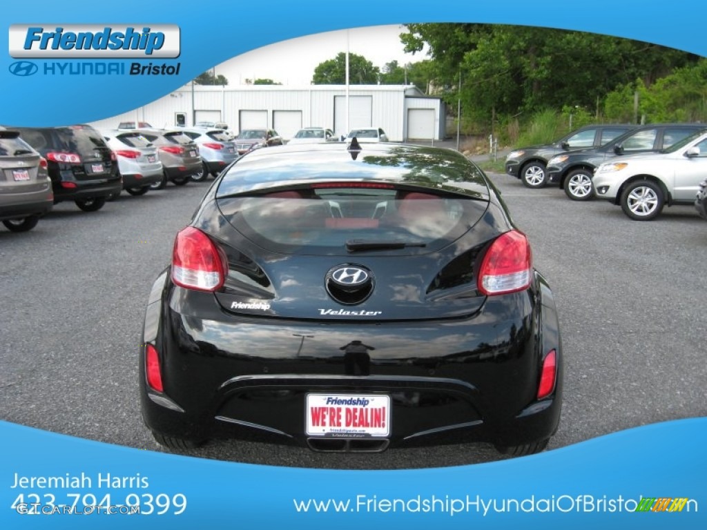 2012 Veloster  - Ultra Black / Black/Red photo #8
