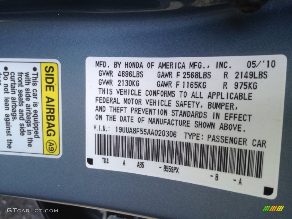 2010 TL Color Code B559PX for Borealis Blue Pearl Photo #66227336