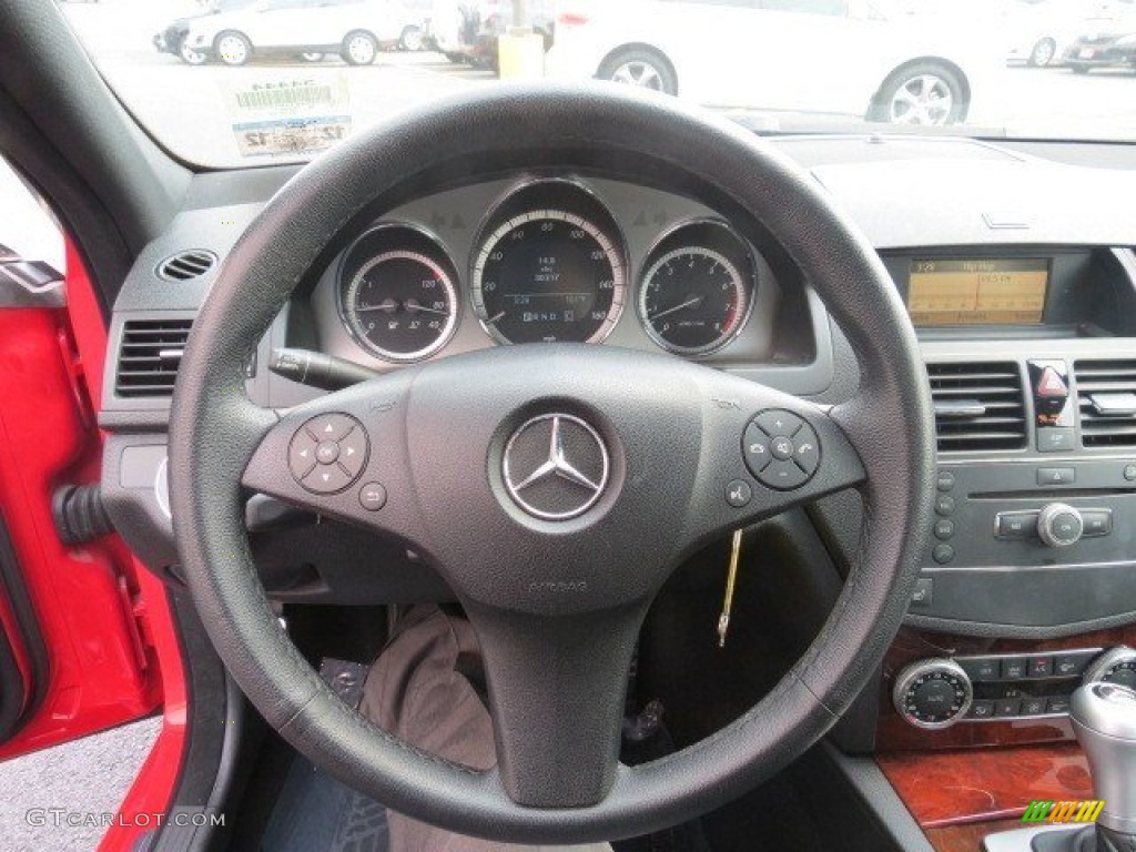 2009 Mercedes-Benz C 300 Sport Black Steering Wheel Photo #66229562