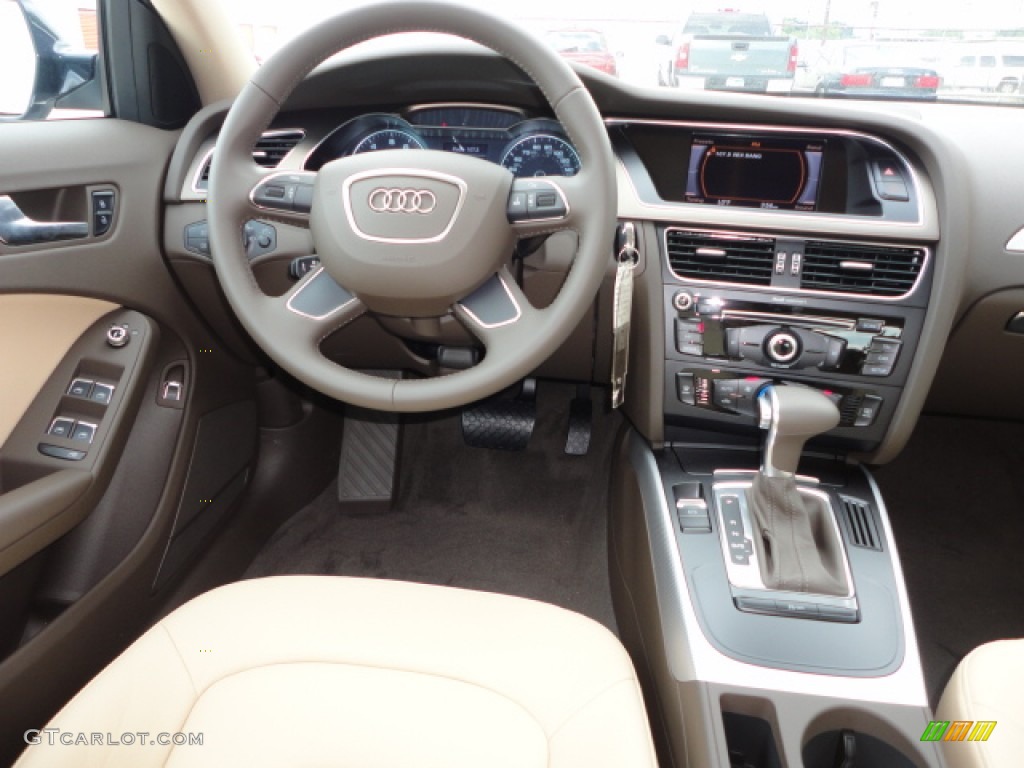 2013 Audi A4 2.0T Sedan Velvet Beige/Moor Brown Dashboard Photo #66236108