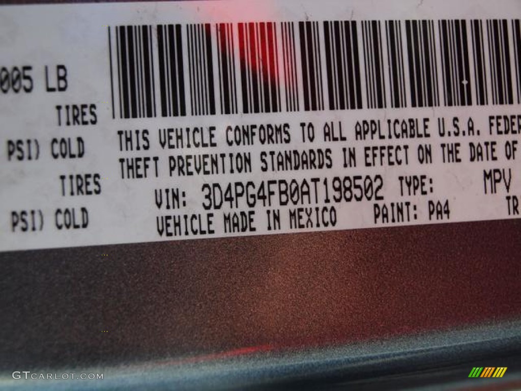 2010 Dodge Journey SE Color Code Photos