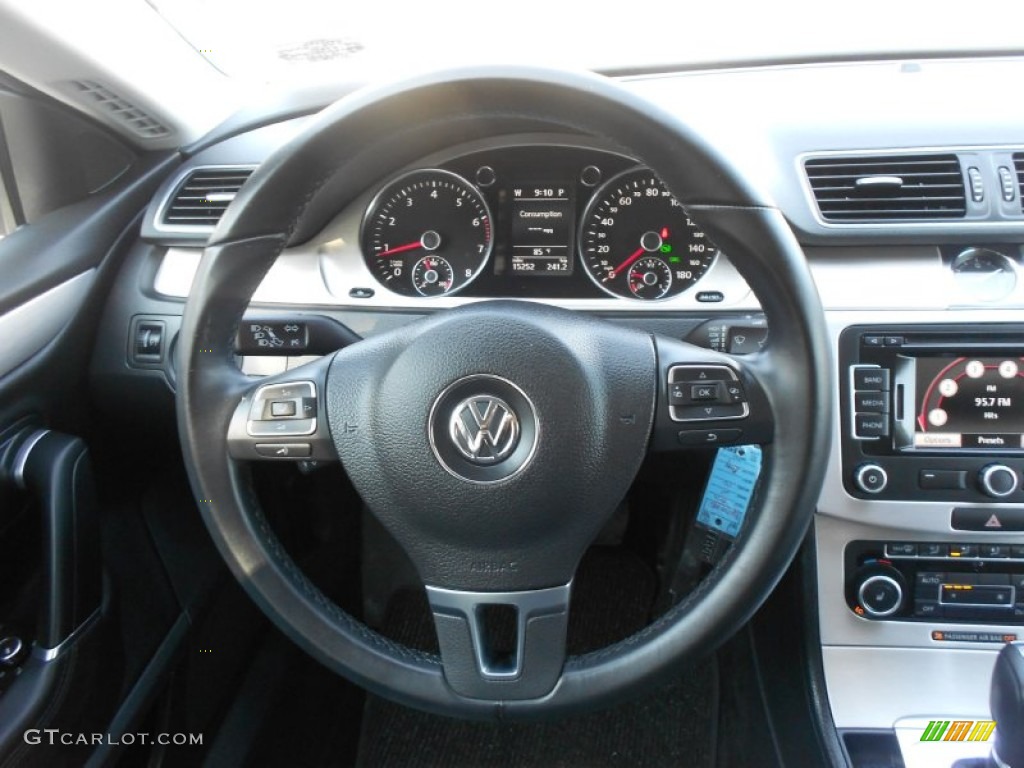 2012 Volkswagen CC Lux Black Steering Wheel Photo #66241431
