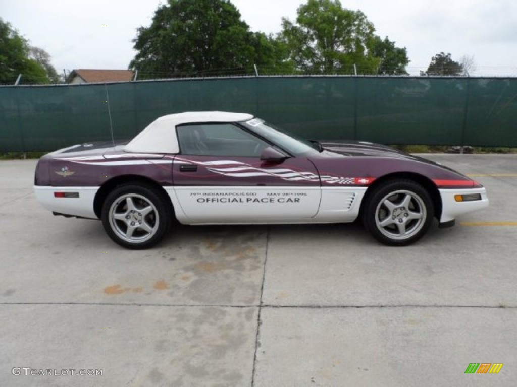 Dark Purple Metallic/Arctic White 1995 Chevrolet Corvette Indianapolis 500 Pace Car Convertible Exterior Photo #66242061