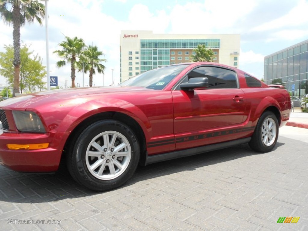 2005 Mustang V6 Deluxe Coupe - Redfire Metallic / Light Graphite photo #3