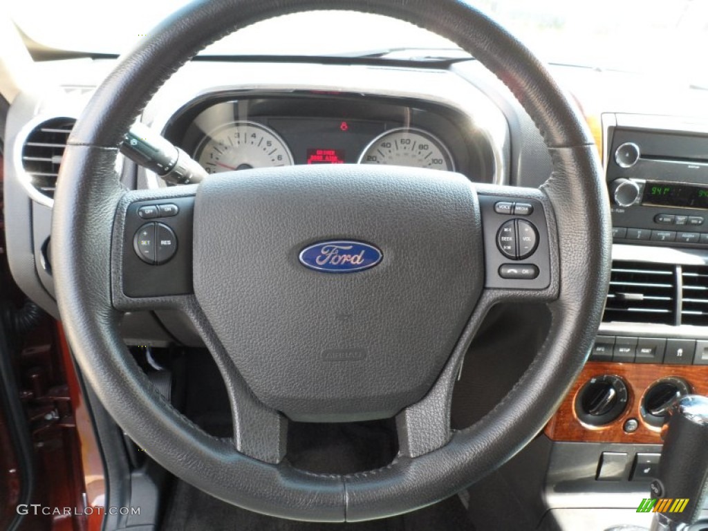 2010 Ford Explorer Eddie Bauer Black/Camel Steering Wheel Photo #66244945