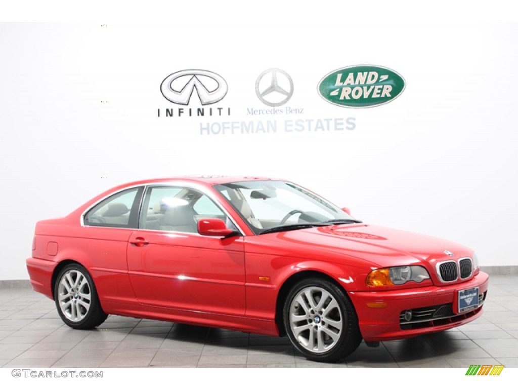 2001 3 Series 330i Coupe - Bright Red / Sand photo #1