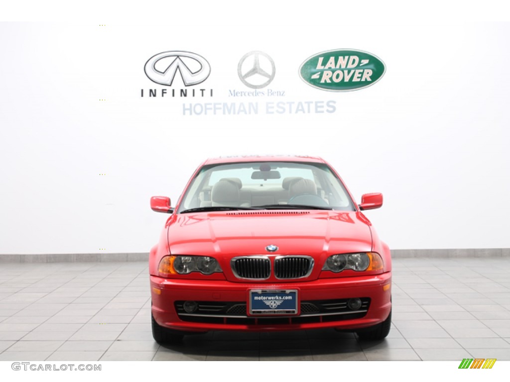 2001 3 Series 330i Coupe - Bright Red / Sand photo #3