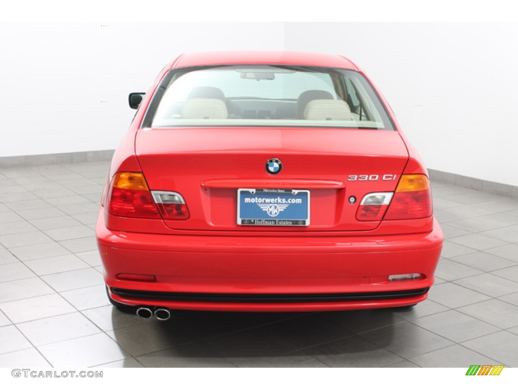 2001 3 Series 330i Coupe - Bright Red / Sand photo #4