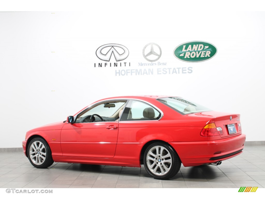 2001 3 Series 330i Coupe - Bright Red / Sand photo #5