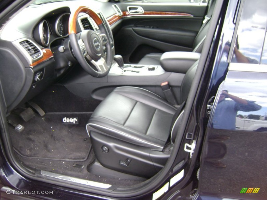 Black Interior 2011 Jeep Grand Cherokee Overland 4x4 Photo #66248945