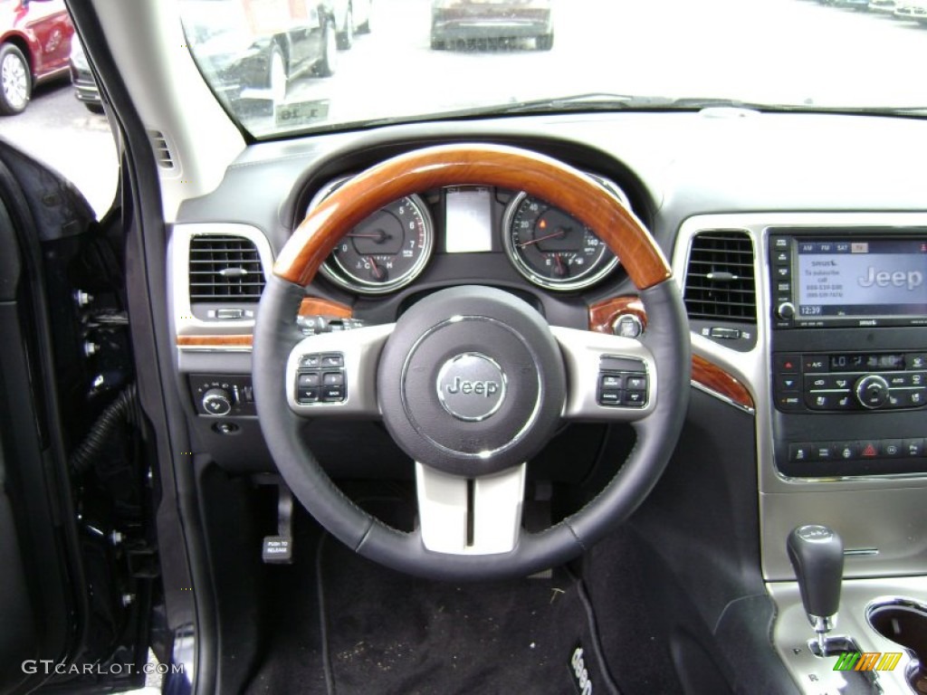2011 Jeep Grand Cherokee Overland 4x4 Black Steering Wheel Photo #66248972