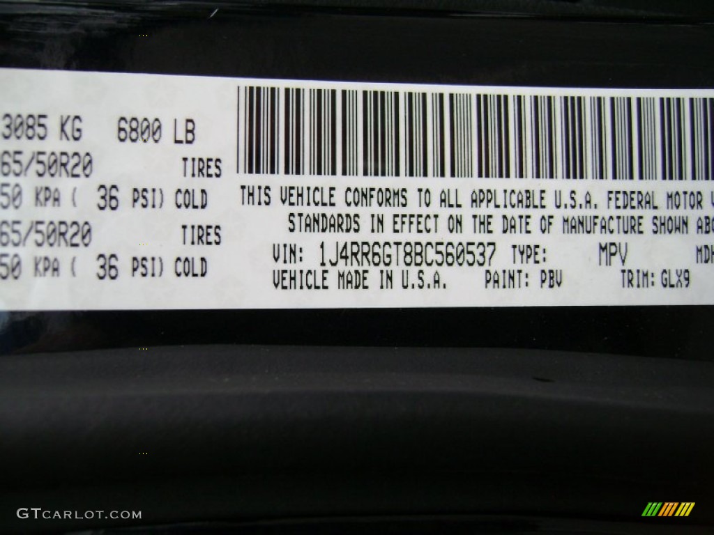 2011 Grand Cherokee Color Code PBV for Blackberry Pearl Photo #66248990