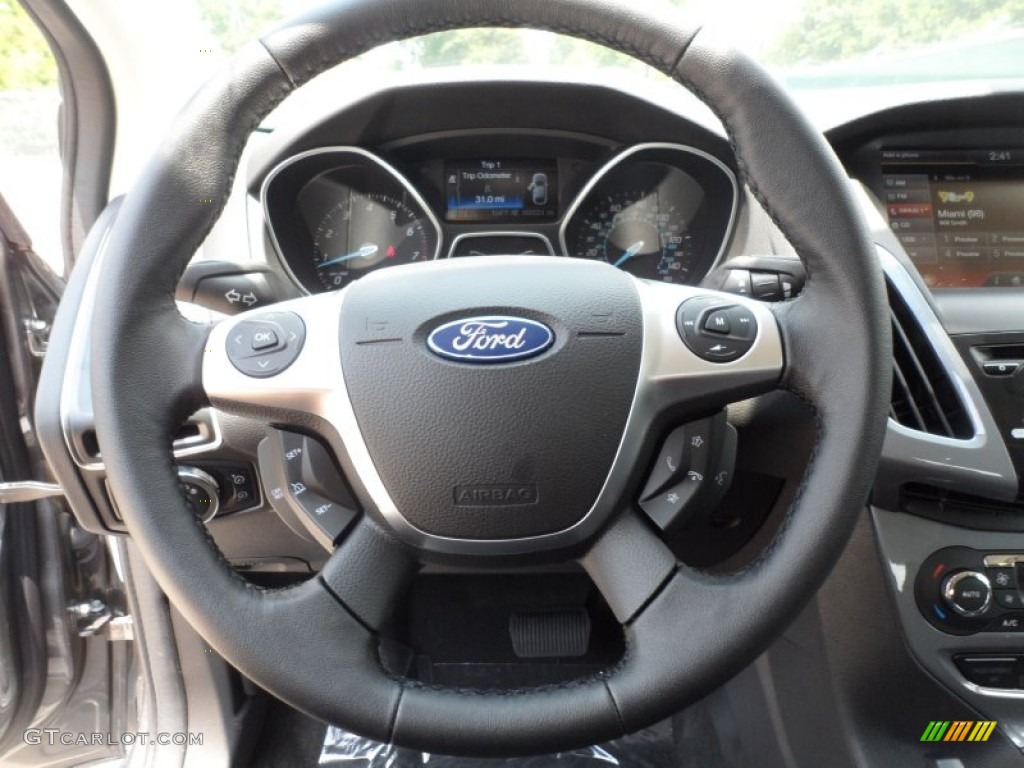 2012 Ford Focus Titanium 5-Door Charcoal Black Steering Wheel Photo #66249080