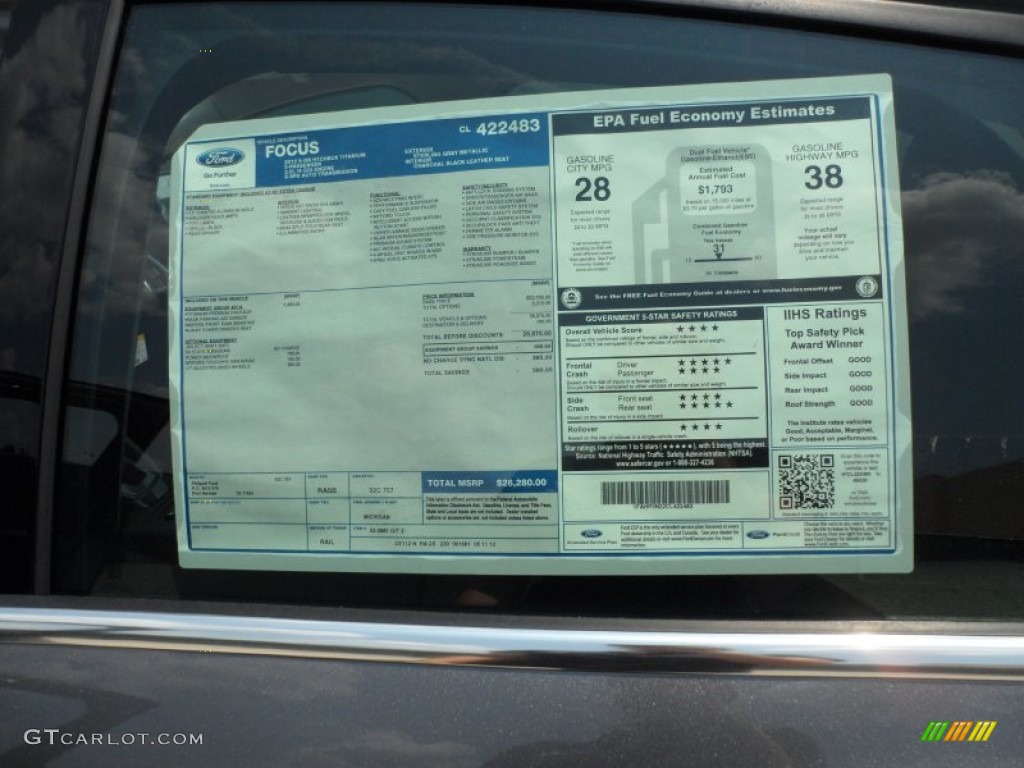 2012 Ford Focus Titanium 5-Door Window Sticker Photo #66249107
