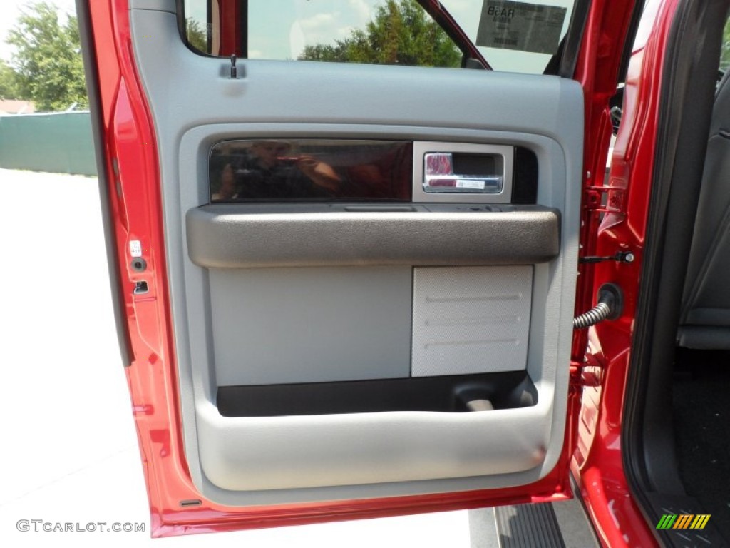 2012 Ford F150 Platinum SuperCrew 4x4 Platinum Steel Gray/Black Leather Door Panel Photo #66250728